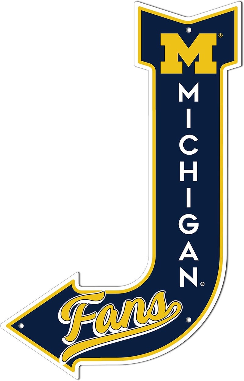 University of Michigan - Michigan Wolverines 11.5 x 17.5 inch J Arrow Sign